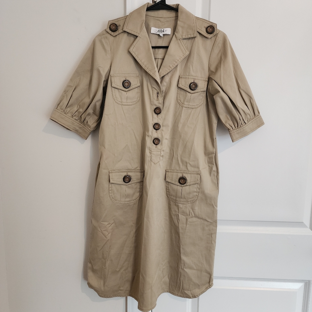 Tibi Womens Button Down Tan Beige Dress Size 2